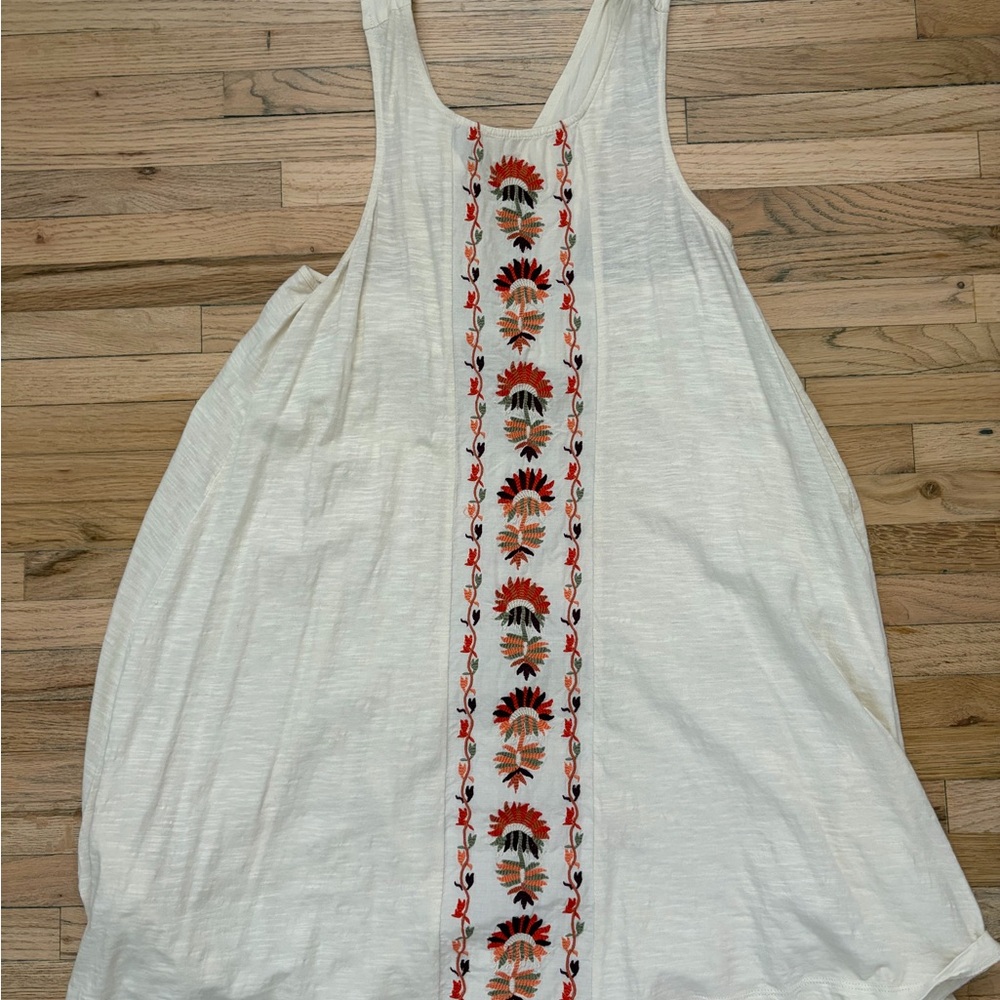 Roxy Embroidered Cream Tank Dress- small